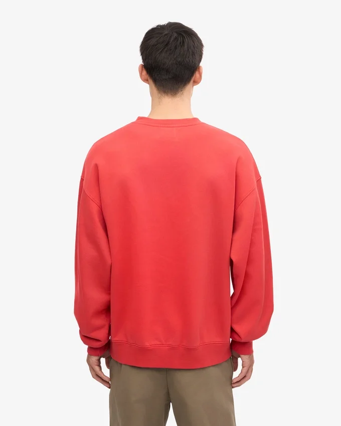 T-shirt à col rond oversize bio - Rouge mandarine