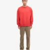 T-shirt à col rond oversize bio - Rouge mandarine
