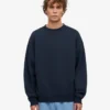 T-shirt à col rond oversize en coton bio - Bleu marine