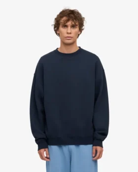 T-shirt à col rond oversize en coton bio – Bleu marine