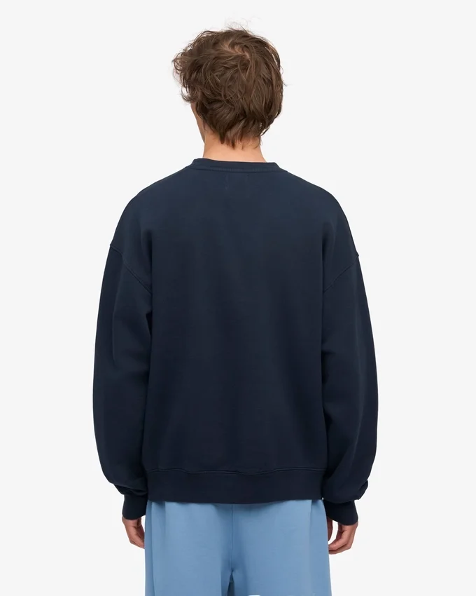 T-shirt à col rond oversize en coton bio - Bleu marine