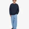 T-shirt à col rond oversize en coton bio - Bleu marine