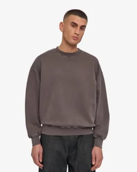 T-shirt à col rond oversize en coton bio – Boue délavée