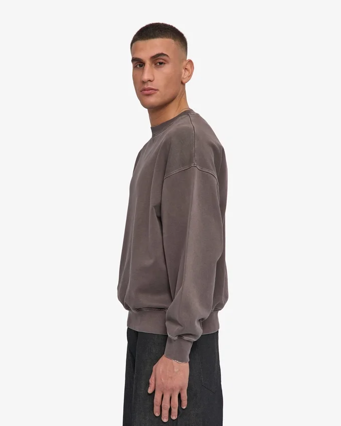 T-shirt à col rond oversize en coton bio - Boue délavée