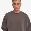 T-shirt à col rond oversize en coton bio - Boue délavée