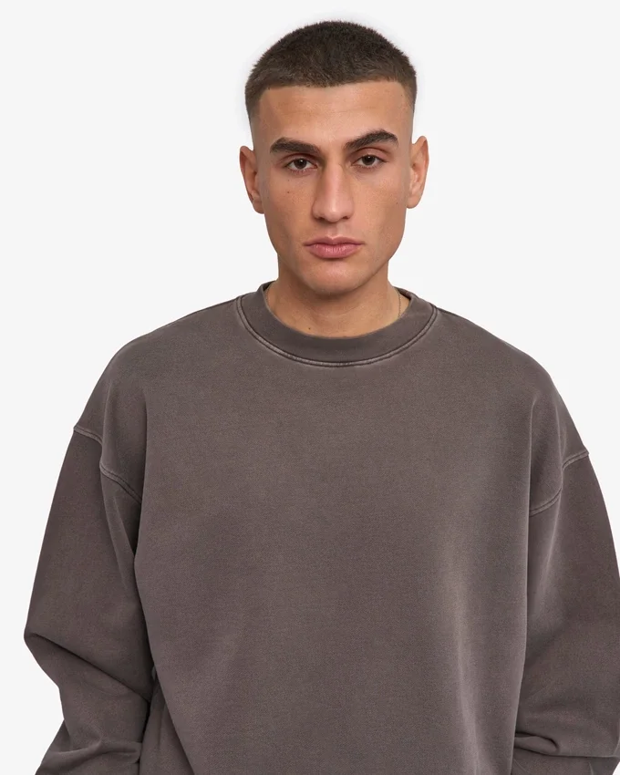 T-shirt à col rond oversize en coton bio - Boue délavée