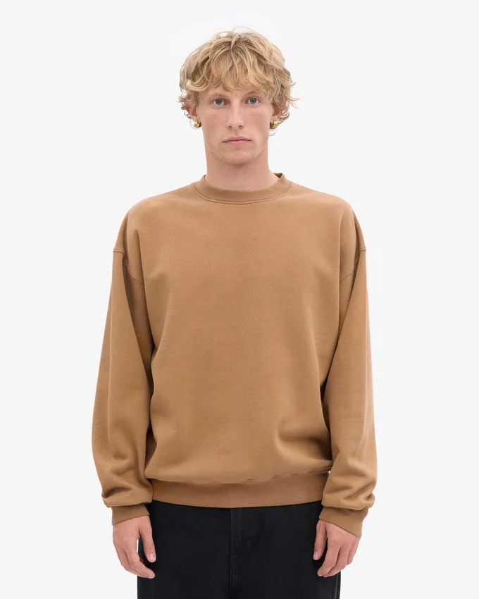 T-shirt à col rond oversize en coton bio - Camel Sahara