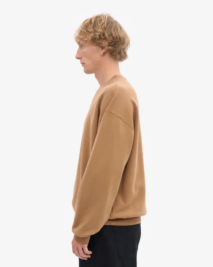 T-shirt à col rond oversize en coton bio - Camel Sahara