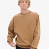 T-shirt à col rond oversize en coton bio - Camel Sahara