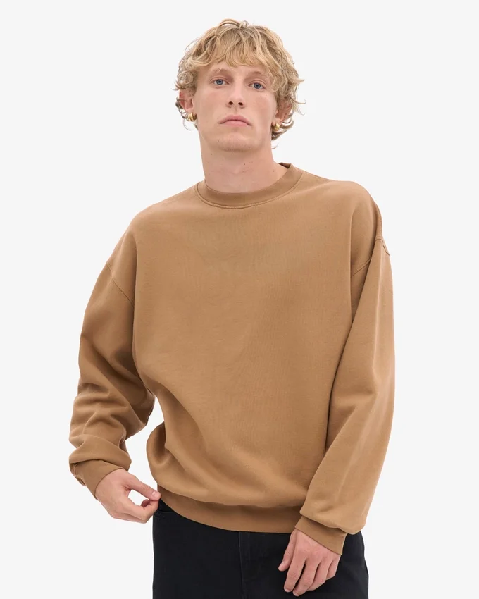 T-shirt à col rond oversize en coton bio - Camel Sahara
