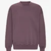 T-shirt à col rond oversize en coton bio - Raisin délavé