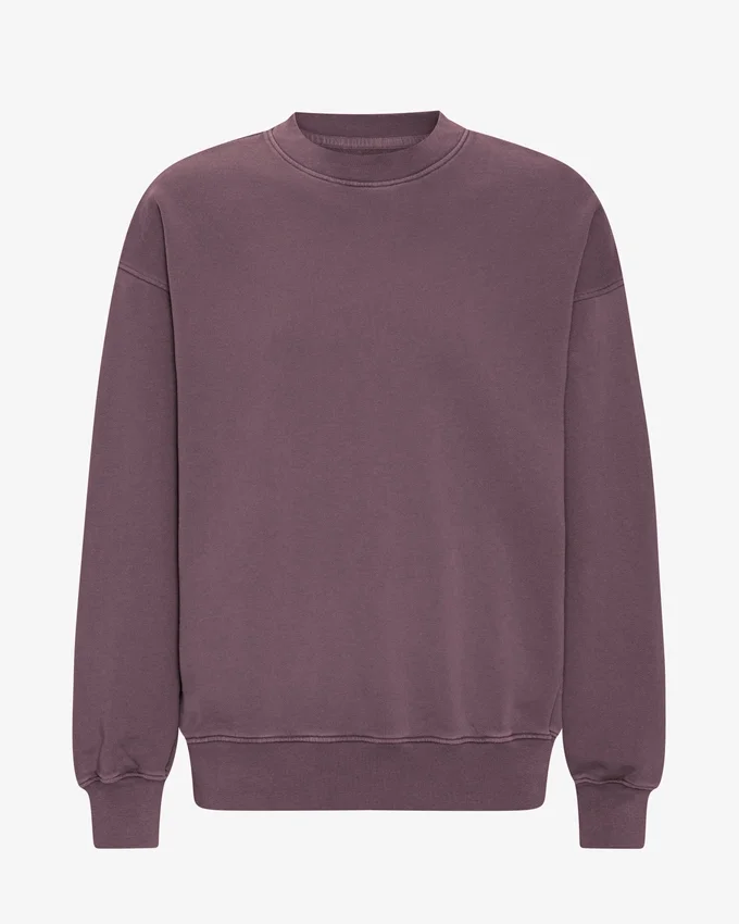 T-shirt à col rond oversize en coton bio - Raisin délavé