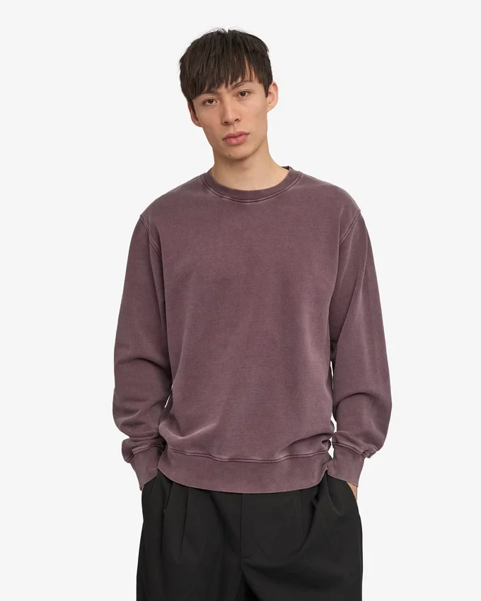 T-shirt à col rond oversize en coton bio - Raisin délavé