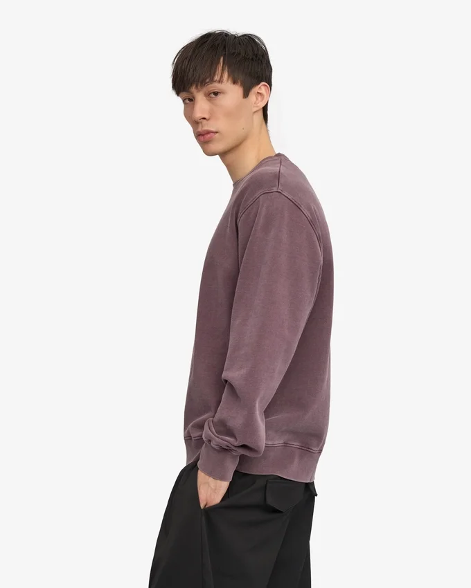 T-shirt à col rond oversize en coton bio - Raisin délavé