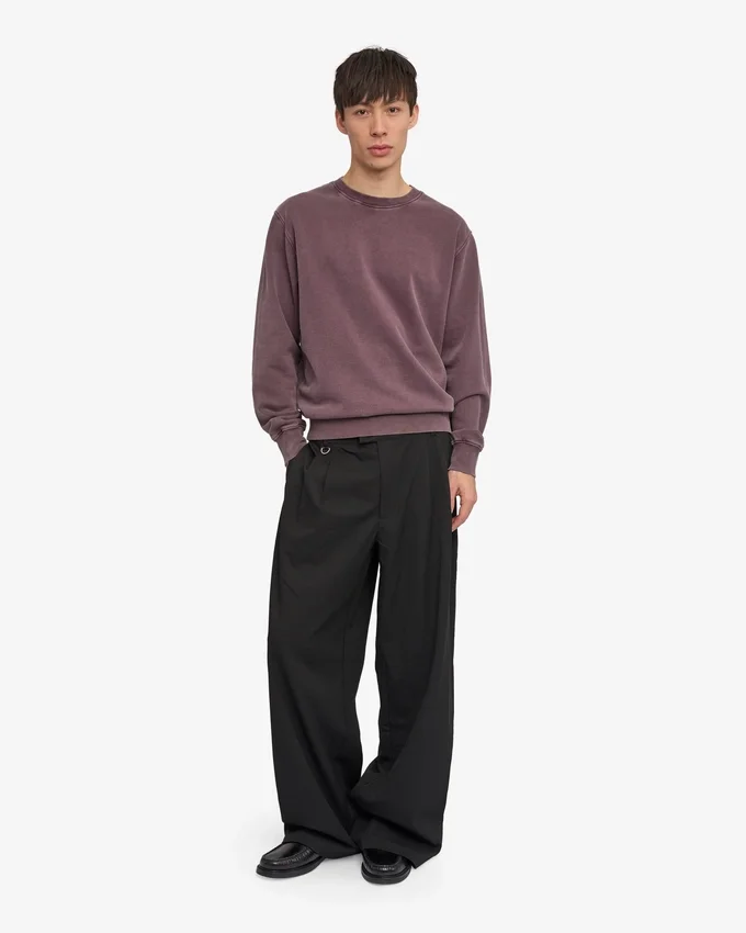 T-shirt à col rond oversize en coton bio - Raisin délavé