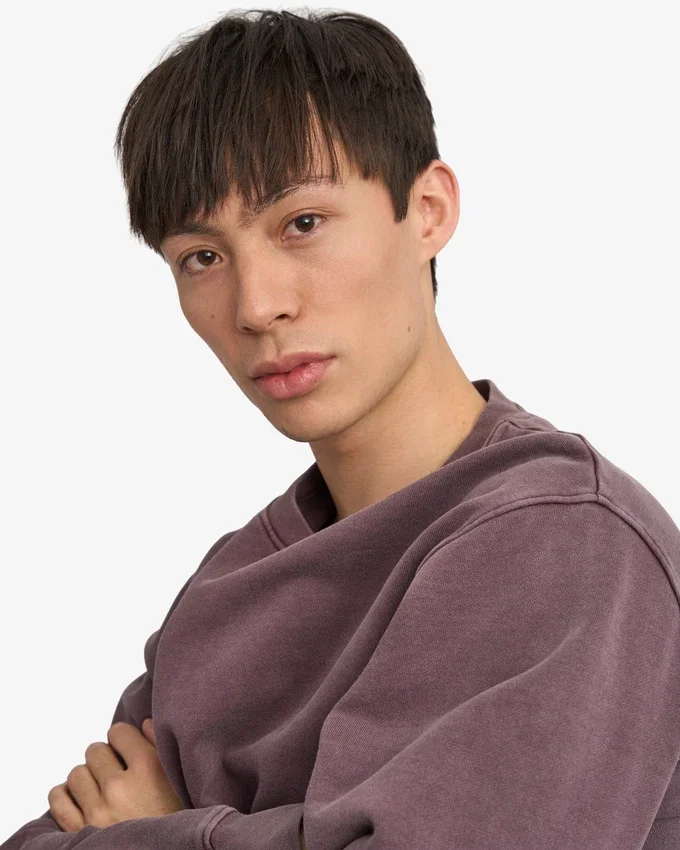T-shirt à col rond oversize en coton bio - Raisin délavé