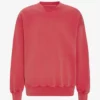 T-shirt à col rond oversize en coton bio - Rouge délavé