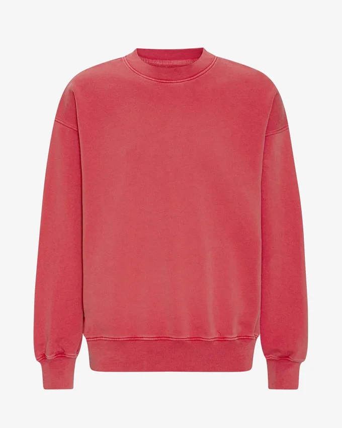 T-shirt à col rond oversize en coton bio - Rouge délavé