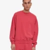T-shirt à col rond oversize en coton bio - Rouge délavé