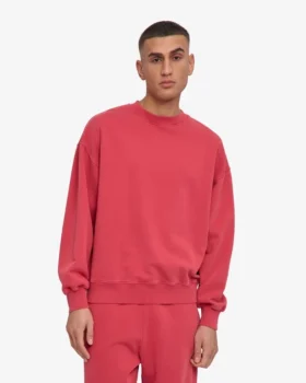 T-shirt à col rond oversize en coton bio – Rouge délavé