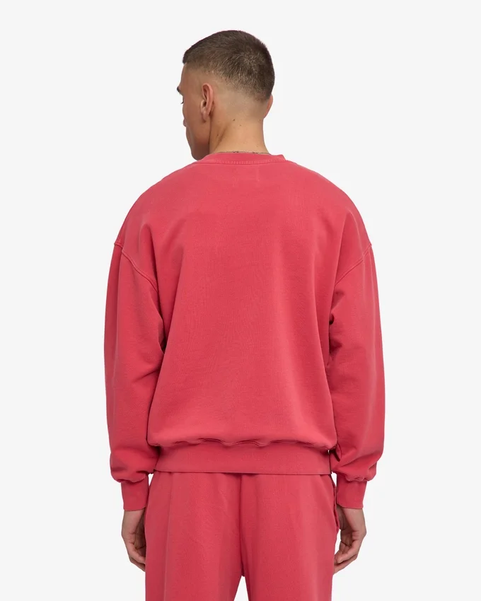 T-shirt à col rond oversize en coton bio - Rouge délavé