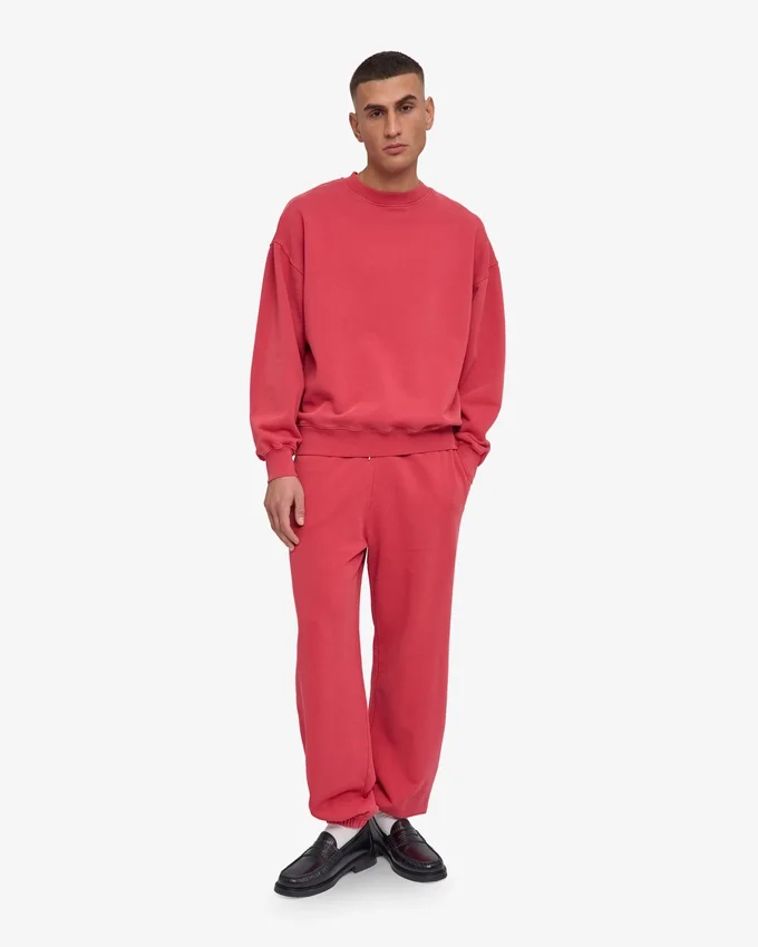 T-shirt à col rond oversize en coton bio - Rouge délavé