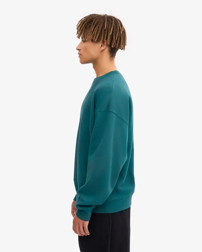 T-shirt à col rond oversize en coton bio - Vert océan