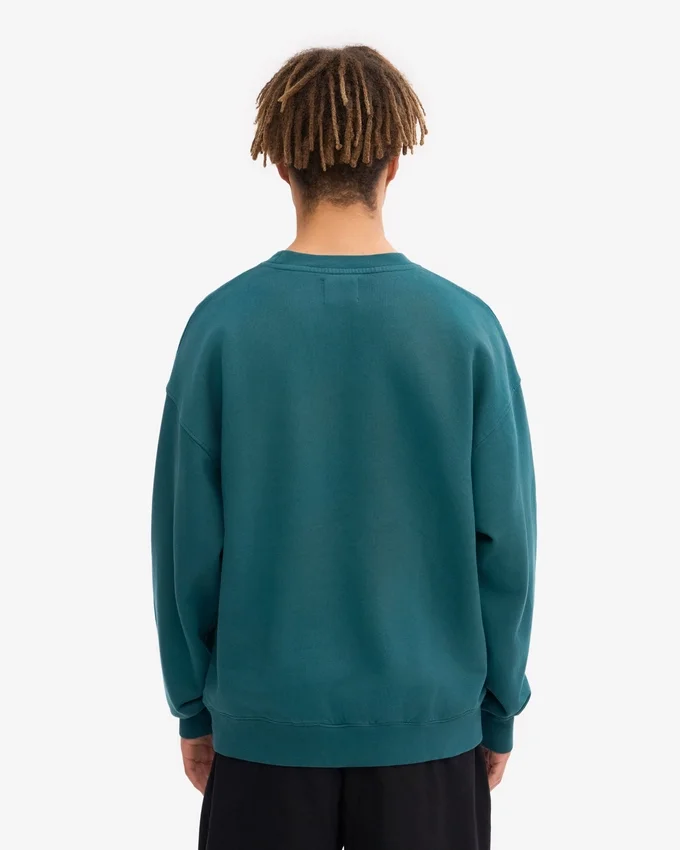 T-shirt à col rond oversize en coton bio - Vert océan