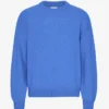 T-shirt à col rond oversize en laine mérinos - Bleu Pacifique