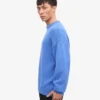 T-shirt à col rond oversize en laine mérinos - Bleu Pacifique