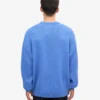 T-shirt à col rond oversize en laine mérinos - Bleu Pacifique