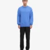 T-shirt à col rond oversize en laine mérinos - Bleu Pacifique