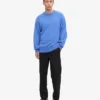 T-shirt à col rond oversize en laine mérinos - Bleu Pacifique