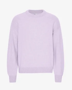 T-shirt à col rond oversize en laine mérinos - Lavande douce
