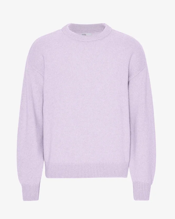 T-shirt à col rond oversize en laine mérinos - Lavande douce