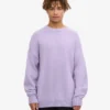 T-shirt à col rond oversize en laine mérinos - Lavande douce