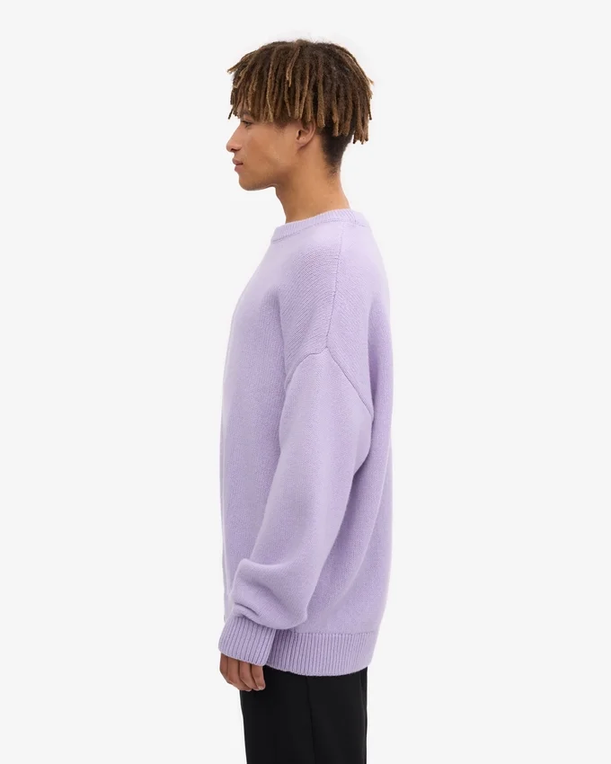 T-shirt à col rond oversize en laine mérinos - Lavande douce