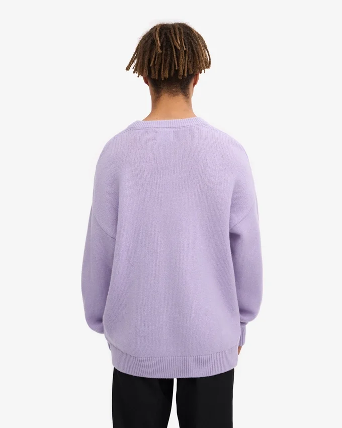 T-shirt à col rond oversize en laine mérinos - Lavande douce