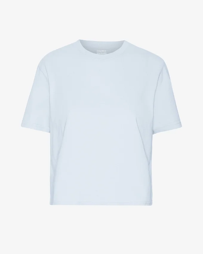 T-shirt court ample bio - Bleu polaire