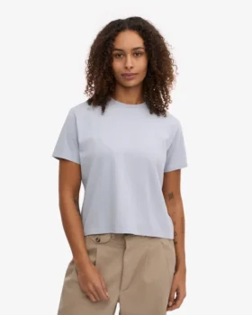 T-shirt court ample bio – Bleu polaire