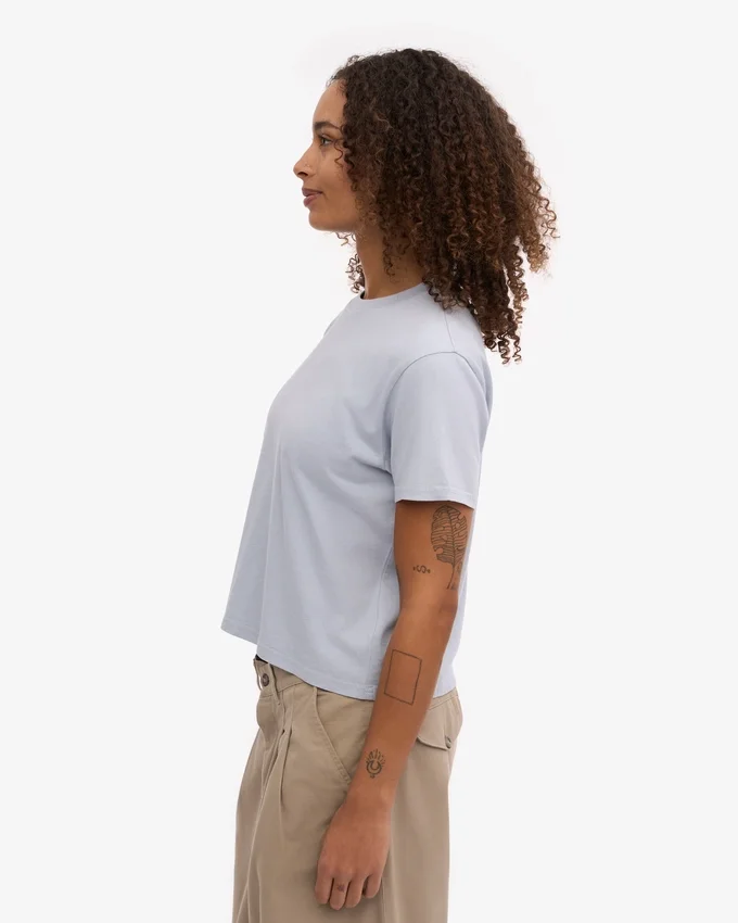 T-shirt court ample bio - Bleu polaire