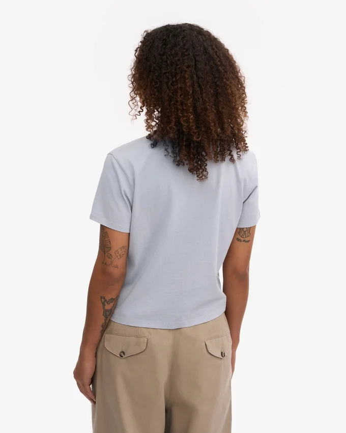 T-shirt court ample bio - Bleu polaire