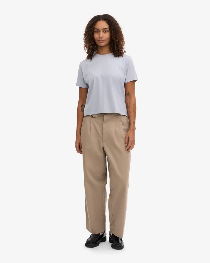 T-shirt court ample bio - Bleu polaire