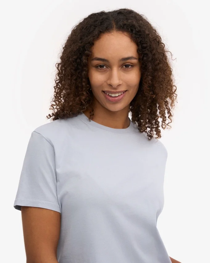 T-shirt court ample bio - Bleu polaire