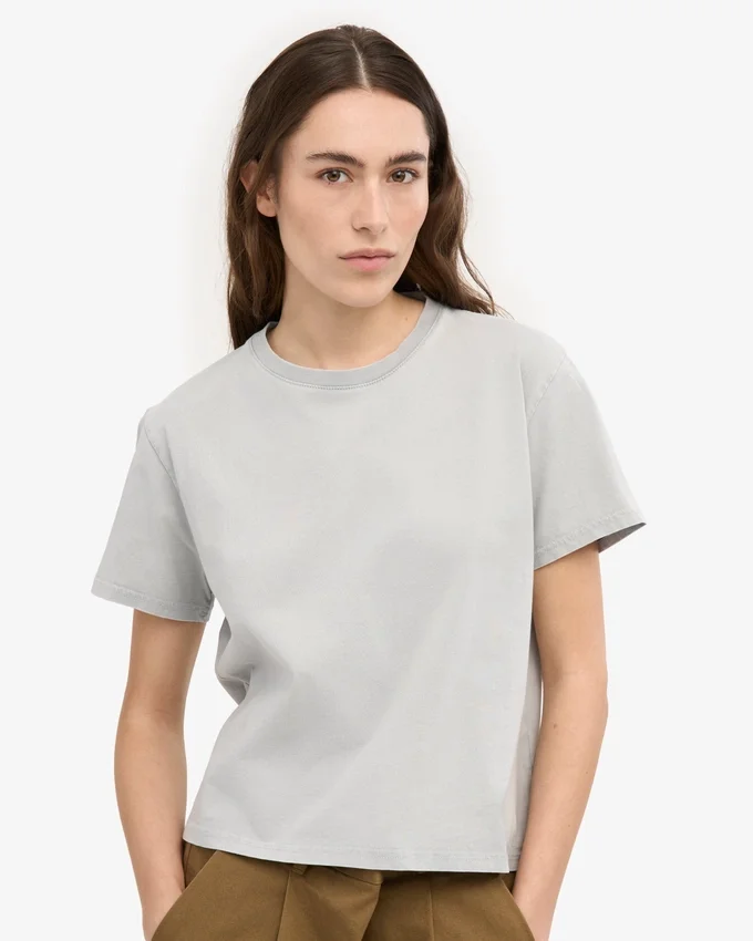 T-shirt court ample bio - Gris délavé