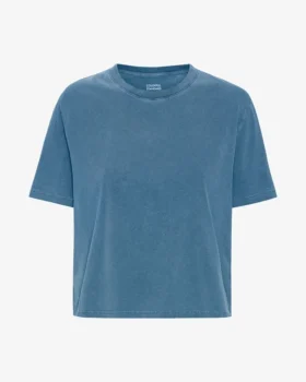 T-shirt court ample bio - Indigo délavé