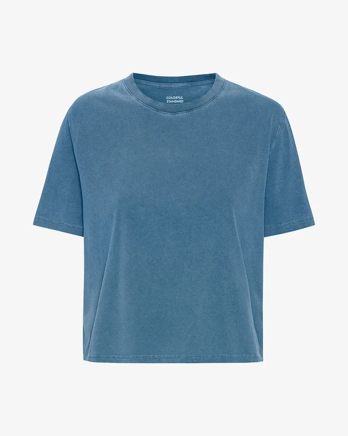 T-shirt court ample bio - Indigo délavé