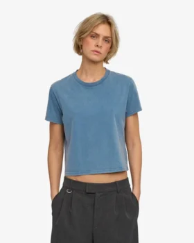 T-shirt court ample bio – Indigo délavé
