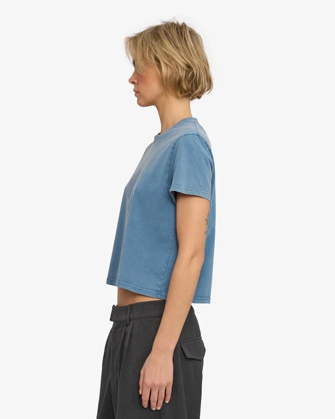 T-shirt court ample bio - Indigo délavé