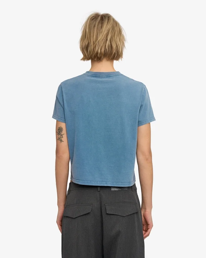T-shirt court ample bio - Indigo délavé